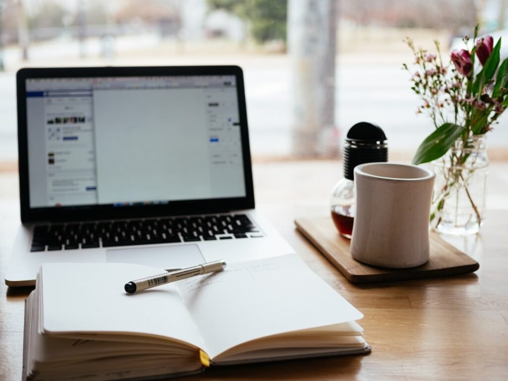 Writer working on content creation at a desk