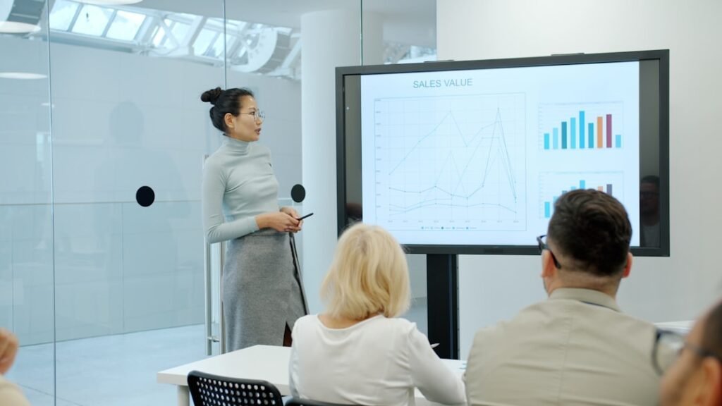 Founder presenting marketing traction data to investors